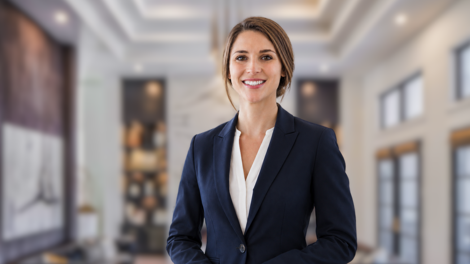 Minnesota Team agent in a refined office lobby